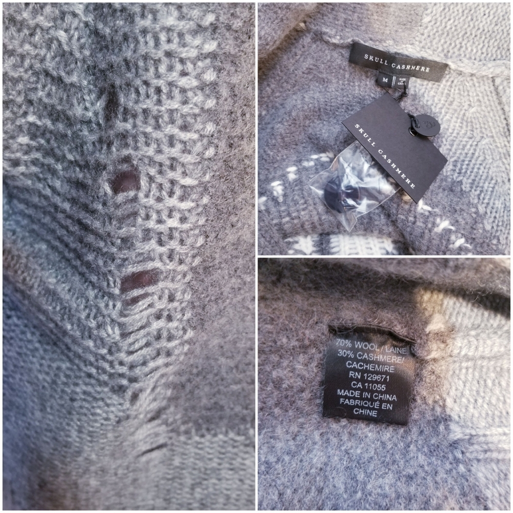 NWT Skull Cashmere Issa Shawl Cardigan Sweater M - Picture 8 of 8